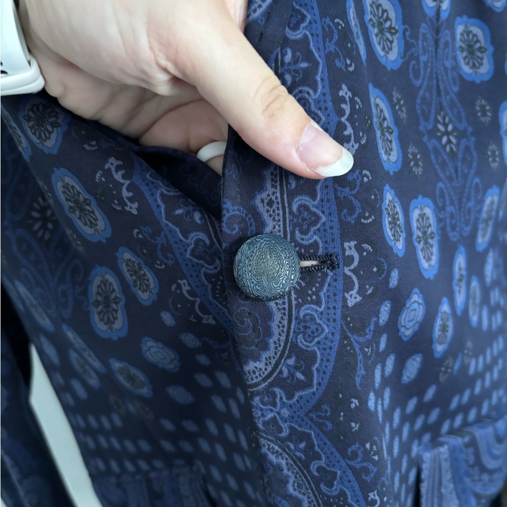 Men's Etro Printed Sport Coat Blazer in Blue 52 - Picture 5 of 14